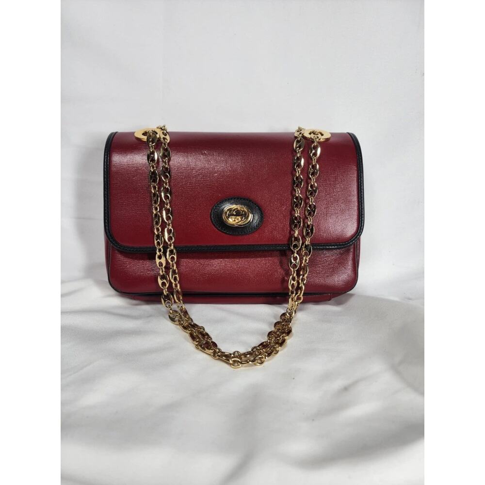 Gucci Mariner Gold Chain Red Leather Flap 576421  325235